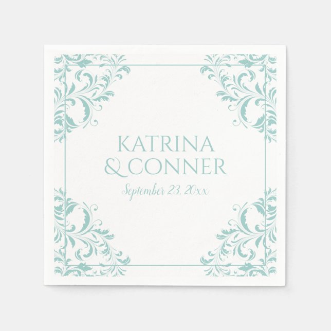 Elegant Napkins | Nadin (lätt turkos) 2 Pappersservett (Framsidan)