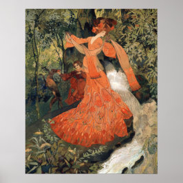 Elegant nära en källa, Vintage Poster