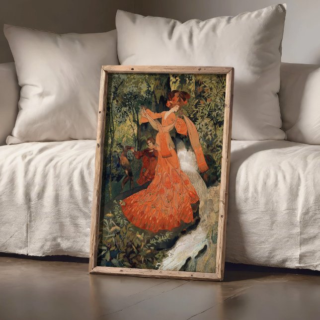 Elegant nära en källa, Vintage Poster (Skapare uppladdad)