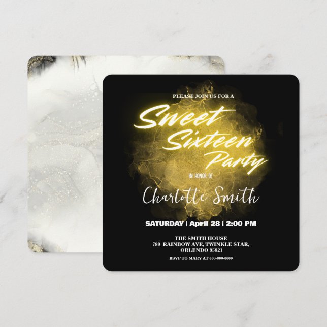 Elegant nära guld rosa marmor Söt 16:e födelsedag Tack Kort (Fram/baksida)