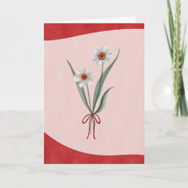 Elegant Narcissus Flower Watercolor Holiday Card  Kort