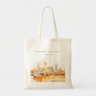 Elegant Nashville City Skyline Watercolor Bröllop Tygkasse