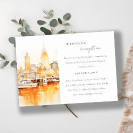 Elegant nashville-stadssilhuett vid bröllopsrecept tilläggskort