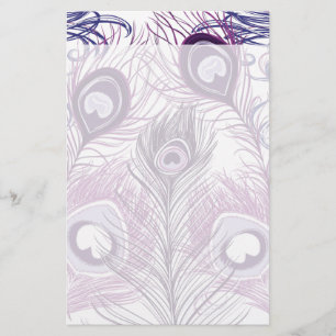 Elegant nätt purpurfärgad påfågelfjäderdesign brevpapper