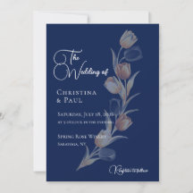 Elegant nattblå tulpan bröllopsinbjudan