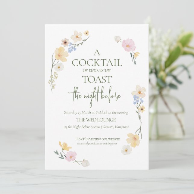 Elegant Natten före Boho Vilda blommor Bröllop Julkort (Stående Fram)