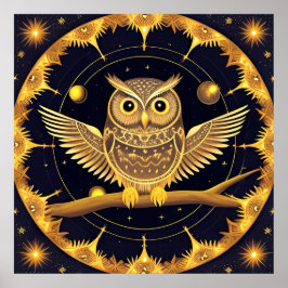 Elegant Nattuggla Illustration Poster