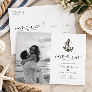 Elegant nattvardsfotobryllop Save the Date Meddelande Vykort