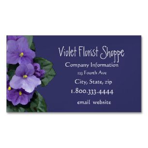 Elegant Natur Blommodaodjur Violet Plant Magnetiska Visitkort
