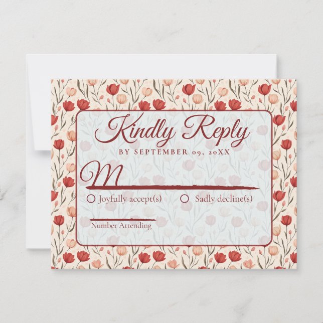 Elegant Natur Tulpan Blomma Bröllop RSVP-kort OSA Kort (Framsida)