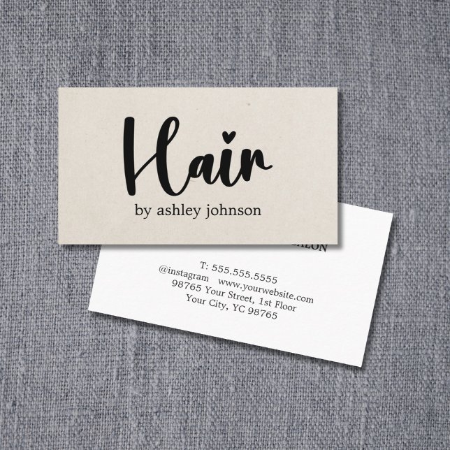Elegant Natural Beige Bold Heart Salon Visitkort (Skapare uppladdad)