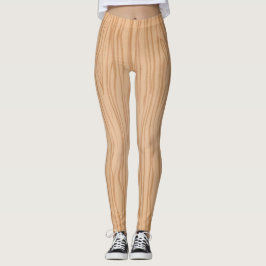 Elegant Natural Wood Struktur Leggings för daglig