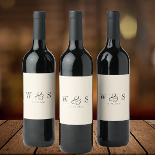 Elegant Naturgrädde från början bröllop par Vinflaska Etikett