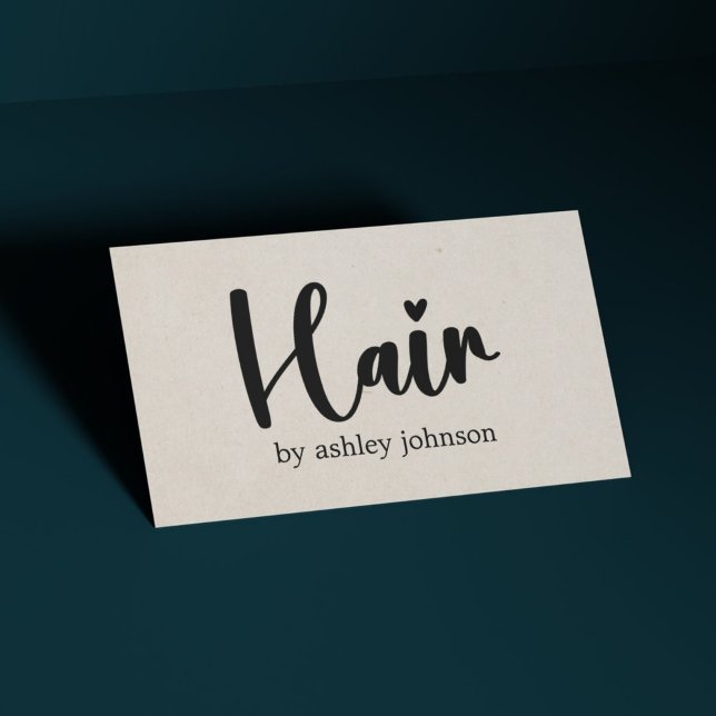 Elegant Naturlig Beige Fet Hjärtformad Frisörsalon Visitkort (Skapare uppladdad)