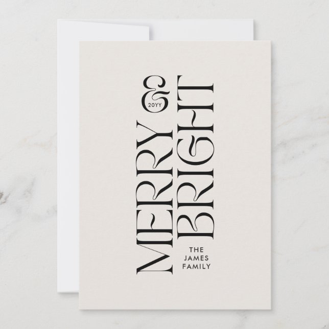 Elegant naturlig bladsmodernt minimitypografi julkort (Framsida)