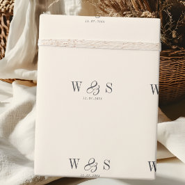 Elegant naturlig kräm initial bröllopsparet presentpapper