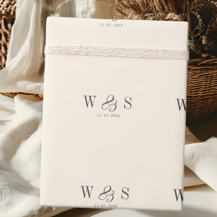 Elegant naturlig kräm initial bröllopsparet presentpapper