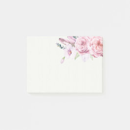 Elegant Naturlig vattenfärg Boho Blommigt Fjädra Post-it Block