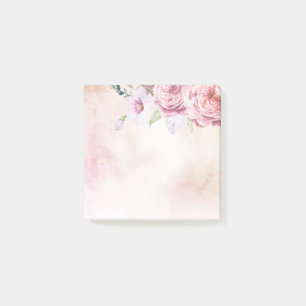 Elegant Naturlig vattenfärg Boho-Blommigt och fjäd Post-it Block