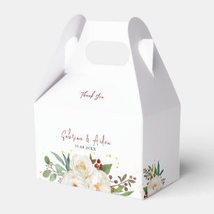 Elegant Naturliga Vit ros Peony-Blommigten Bröllop Presentaskar