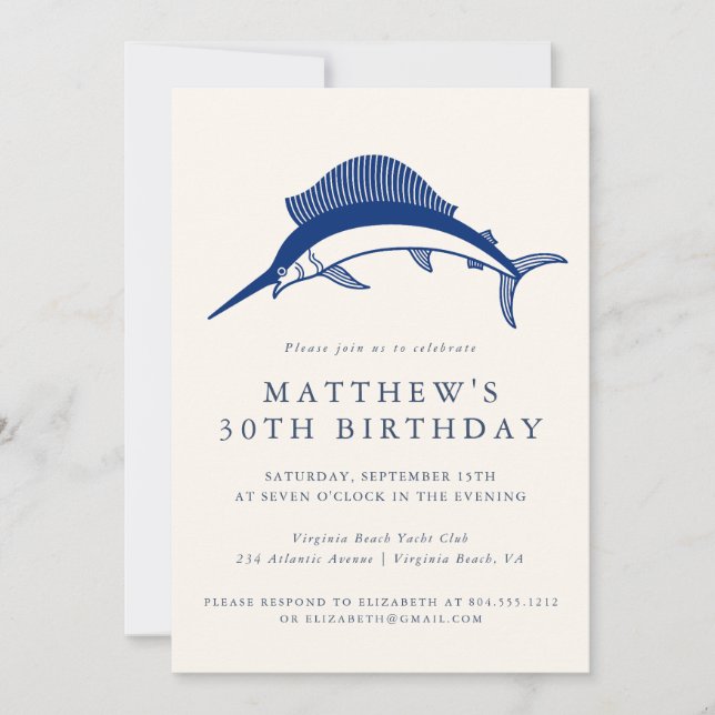 Elegant Nautical Anchor Adult Party Invitation  Inbjudningar (Framsida)