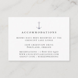 Elegant Nautical Anchor Bröllop-inkvartering Tilläggskort
