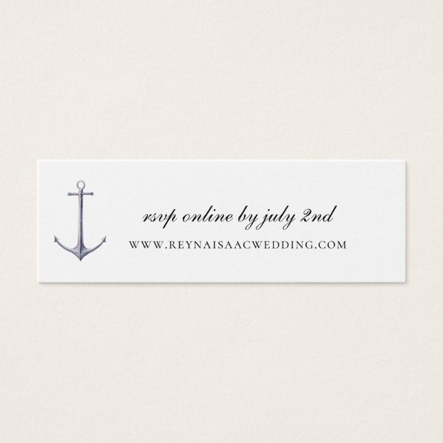 Elegant Nautical Anchor Bröllop Webbplats OSA Litet Visitkort (Framsidan)