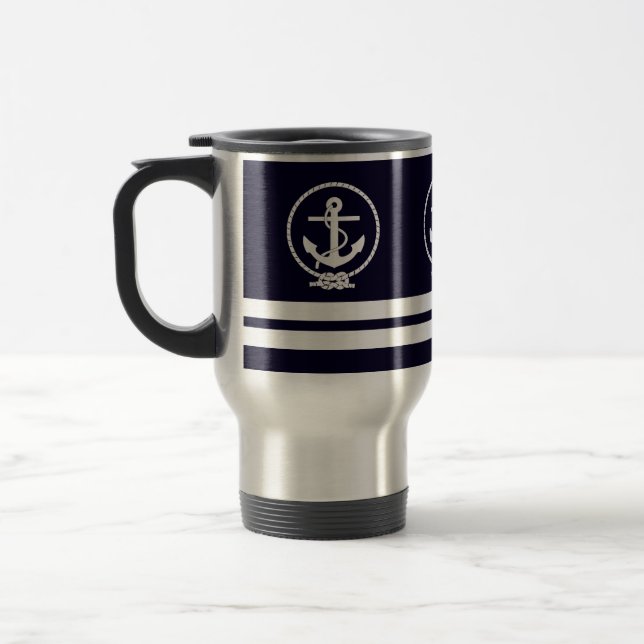 Elegant Nautical Anchor och Rand Mönster Resemugg (Vänster)