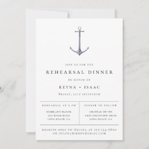 Elegant Nautical Anchor Rehearsal Middag Meddelande