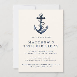 Elegant Nautical Anchor Vuxen Party-inbjudan Inbjudningar