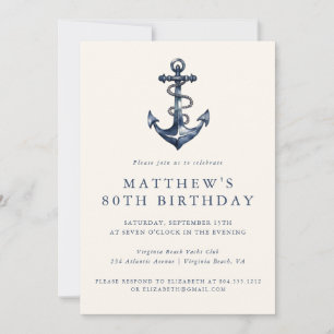 Elegant Nautical Anchor Vuxen Party-inbjudan Inbjudningar