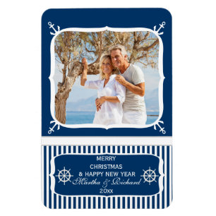 Elegant Nautical Beach Photo God jul Magne Magnet