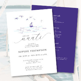 Elegant Nautical Boat Party Bachelorette Helg Inbjudningar