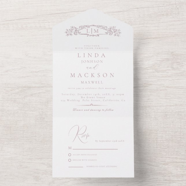 Elegant Nautical botanical vapensköld monogram brö (Insida)