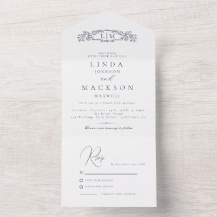 Elegant Nautical botanical vapensköld monogram brö