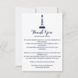 Elegant Nautical Bröllop Lighthouse White & Blue Tack Kort