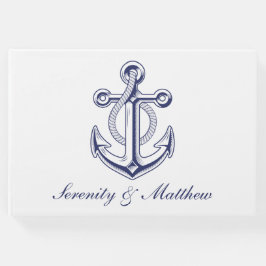 Elegant Nautical Bröllop Navy Blue Anchor Sailor Gästböcker