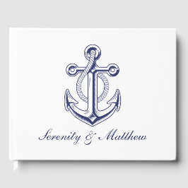 Elegant Nautical Bröllop Navy Blue Anchor Sailor Gästböcker