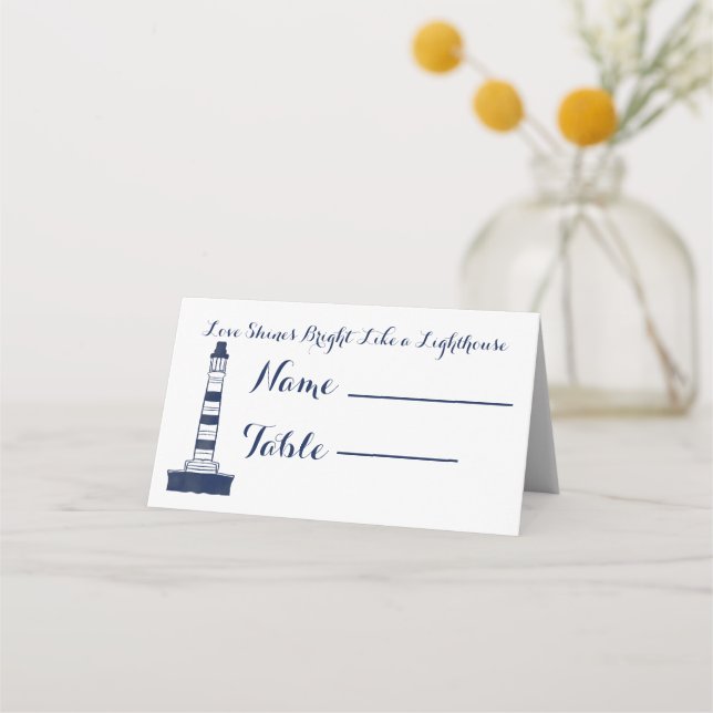 Elegant Nautical Bröllop-Navy Blue, OSA Placeringskort (Framsida)