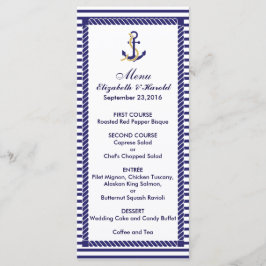 Elegant Nautical Bröllop Navy Rand Menu Meny
