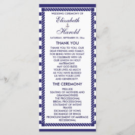 Elegant Nautical Bröllop Navy Rand Program Card