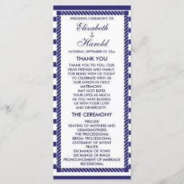 Elegant Nautical Bröllop Navy Rand Program Card