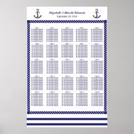 Elegant Nautical Bröllop Navy Rand Seatdiagram Poster