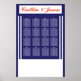 Elegant Nautical Bröllop Navy Rand Seatdiagram Poster