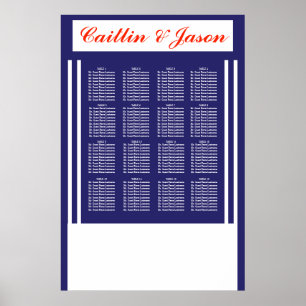 Elegant Nautical Bröllop Navy Rand Seatdiagram Poster