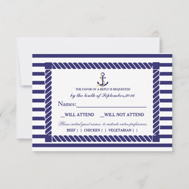 Elegant Nautical Bröllop OSA Card (Framsida)