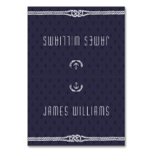 Elegant Nautical Bröllop Place Cards Blue Anchors