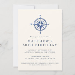 Elegant Nautical Compass Adult Birthday Party  Inbjudningar