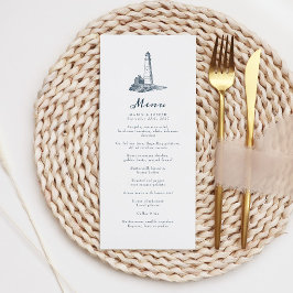 Elegant Nautical Lighthouse Ocean Sea Bröllop Menu Meny