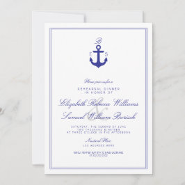 Elegant Nautical Monogram Rehearsal Dinner Inbjuda Inbjudningar